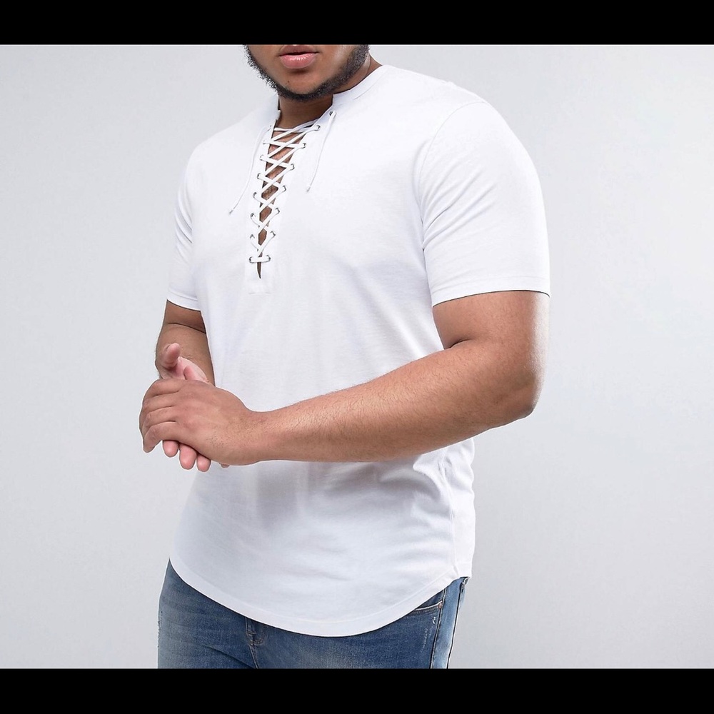 White V lace up shirt